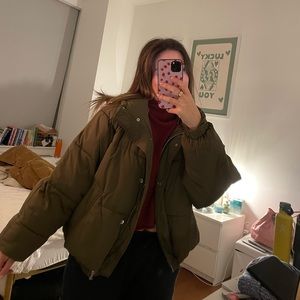 Zara green puffer jacket